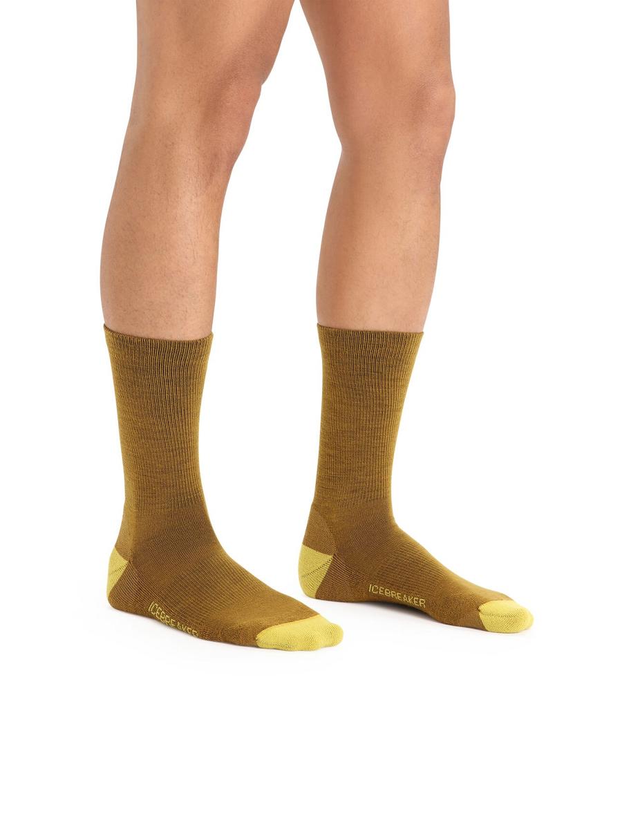 Clove / Silent Gold Icebreaker Merino Lifestyle Light Crew Men's Socks | AU 1047OKIR